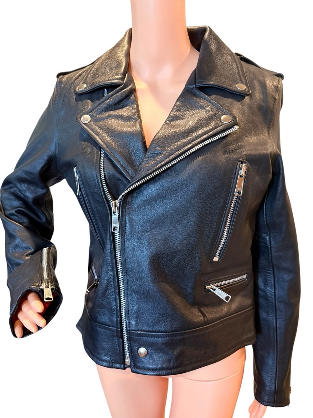 Straight to Hell Jacket Black Leather Vincent Motorcycle Women's Large to XL - Picture 5 of 15